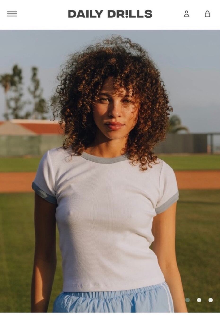 Daily Drills Ribbed Baby Tee White & Mist M/L